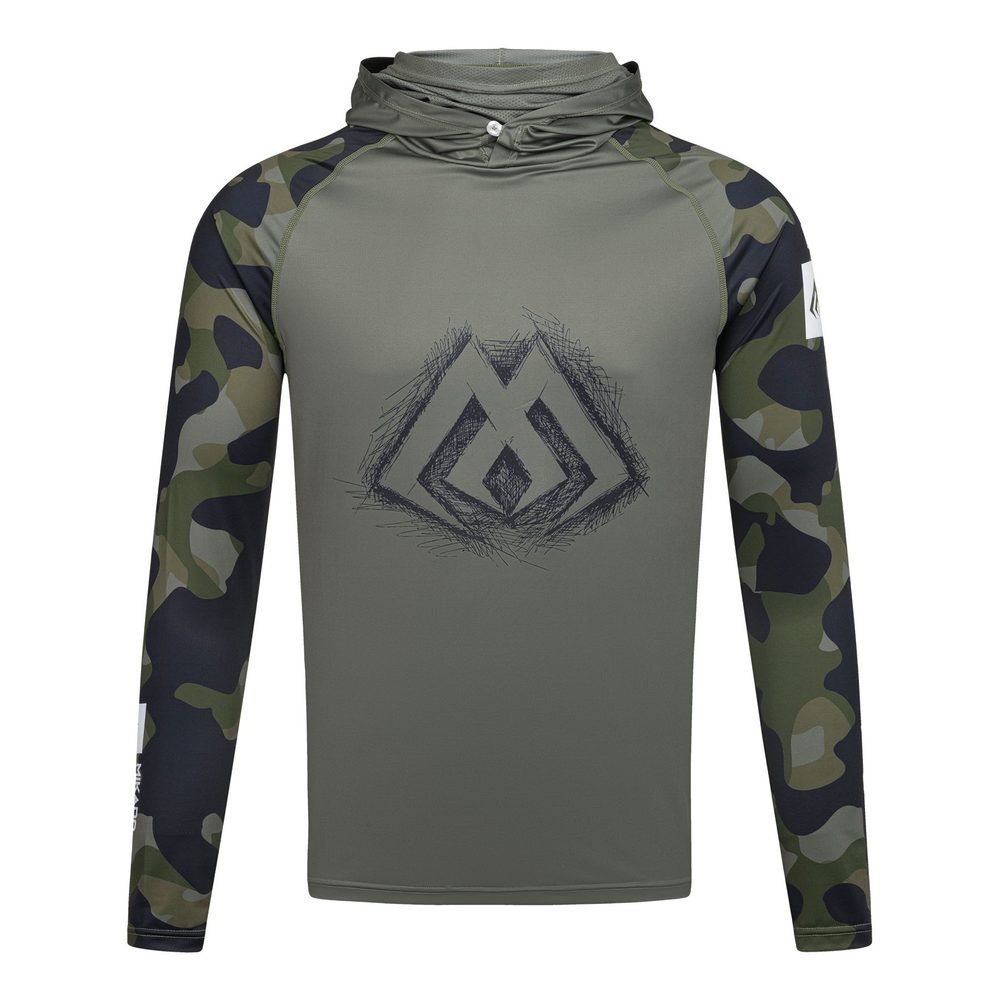 Mikado Rybářská Mikina s kapucí a nákrčníkem s UPF filtrem Green Camo - XXL