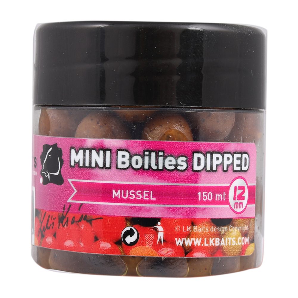 LK Baits MINI Boilies v dipu 12mm 150ml - Mussel