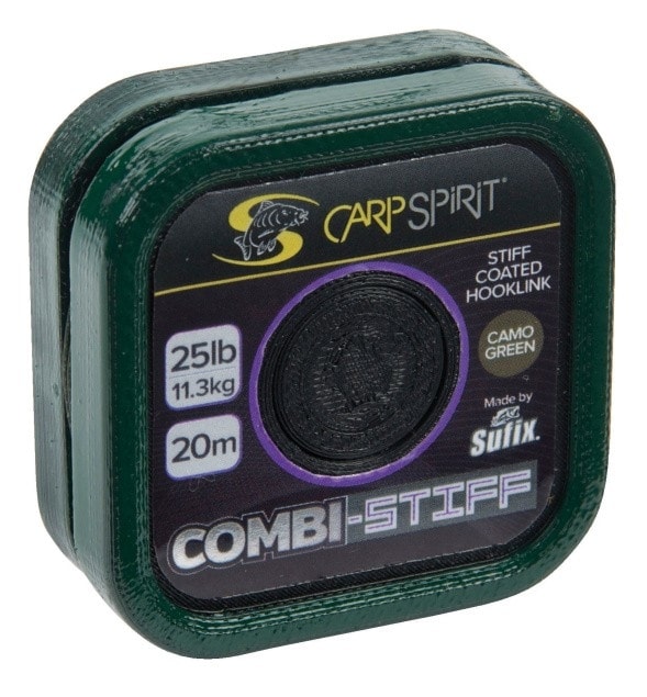 Fotografie Carp Spirit Šňůra Combi Stiff Coated Braid Camo Green 20m - 25lb