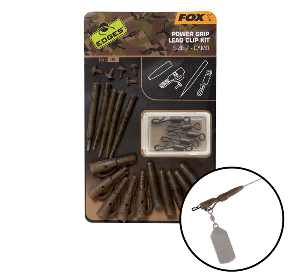 E-shop Fox Závěs na olovo Edges Camo Power Grip Lead Clip Kit vel.7 5ks