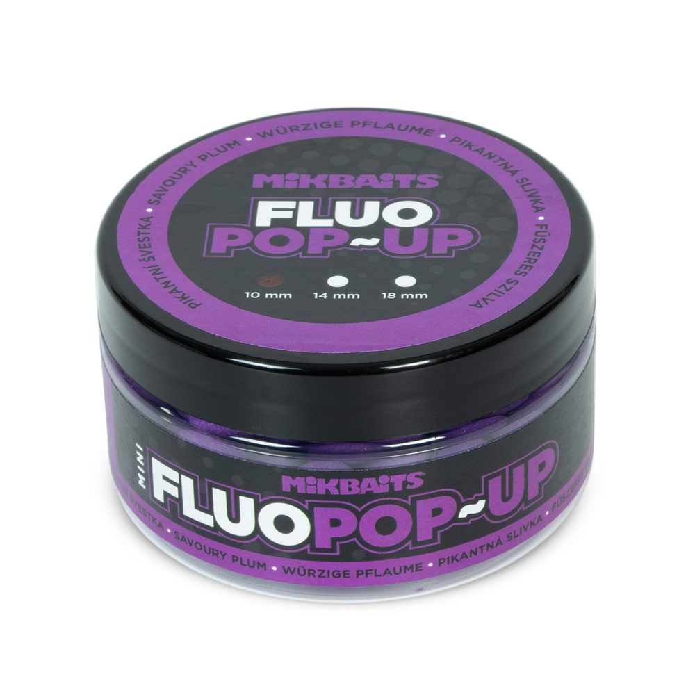 E-shop Mikbaits Mini Plovoucí fluo boilie 10mm 100ml - Pikantní Švestka,Mikbaits Mini Plovoucí fluo boilie 10mm 100ml - Pikantní Švestka