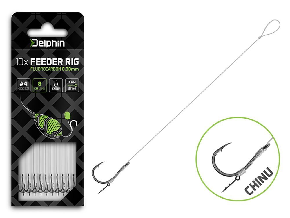 E-shop Delphin Feederový návazec Fluoro Sting - Chinu 10ks - 12cm/0,22mm/Chinu #8,Delphin Feederový návazec Fluoro Sting - Chinu 10ks - 12cm/0,22mm/Chinu #8