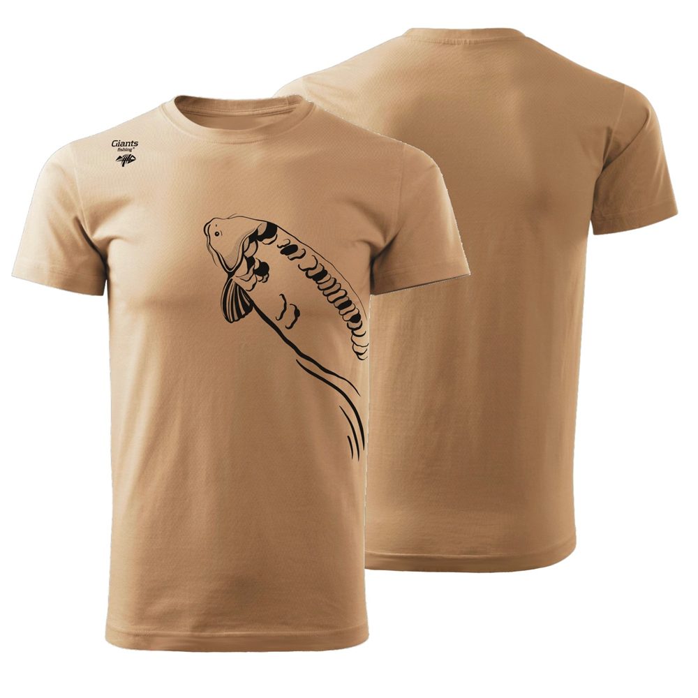 Giants fishing Tričko pánské béžové Plavající kapr - vel. 3XL