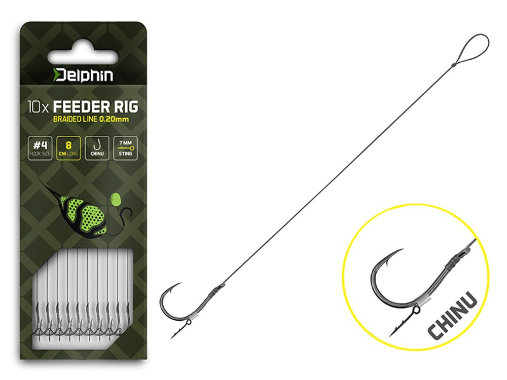 Delphin Feederový návazec Braided Sting - Chinu 10ks - 8cm/0,20mm/Chinu vel.6,Delphin Feederový návazec Braided Sting - Chinu 10ks - 8cm/0,20mm/Chinu