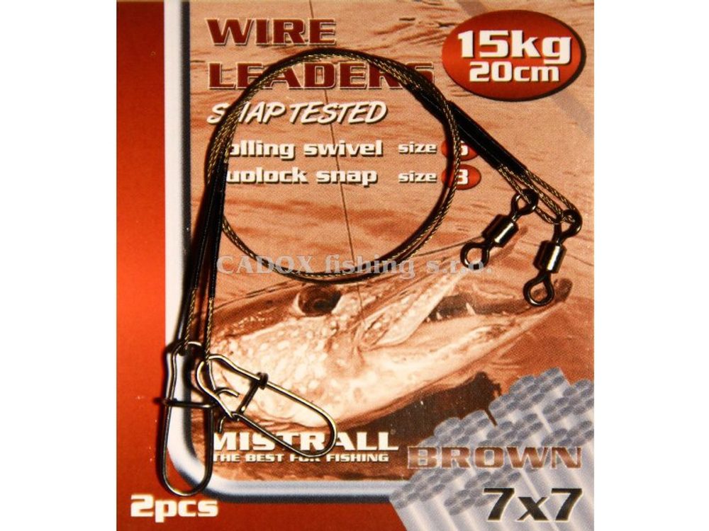 Fotografie Mistrall Ocelové lanko Wire Leaders 1x7 20cm, 2ks - 11kg