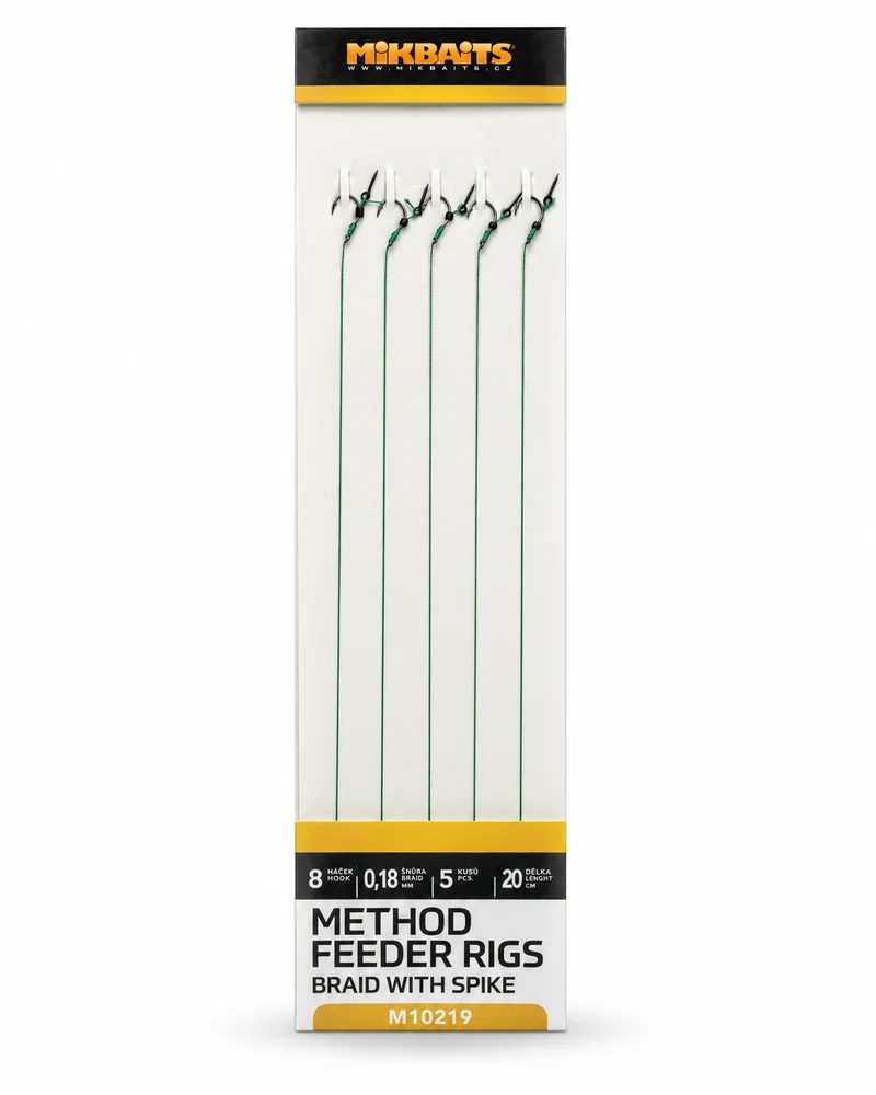 Mikbaits Method Feeder návazce z pletené šňůrky s hrotem 5ks - vel.8/20cm/0,18mm,Mikbaits Method Fee...