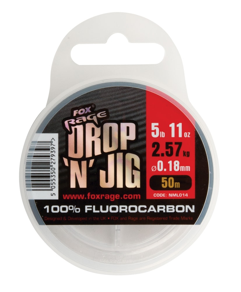 Fotografie Fox Rage Fluorocarbon Drop 'N' Jig Fluorocarbon 50m - 0.18mm 2.57kg