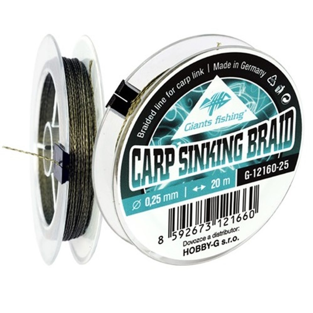 E-shop Giants Fishing Potápivá šňůra Carp Sinking Braid 20m - 0,10mm,Giants Fishing Potápivá šňůra Carp Sinking Braid 20m - 0,10mm