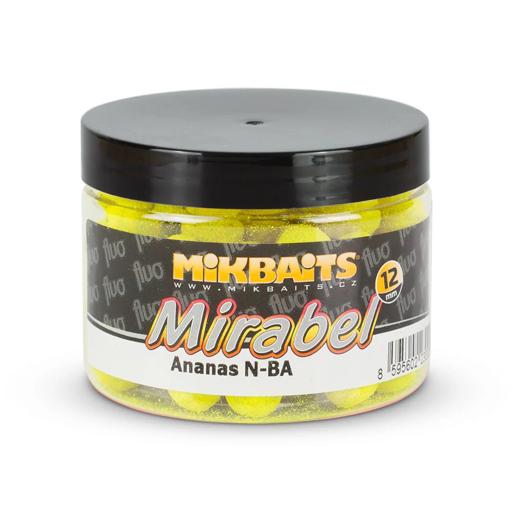 Fotografie Mikbaits Boilie Mirabel Fluo 12mm 150ml - Ananas N-BA
