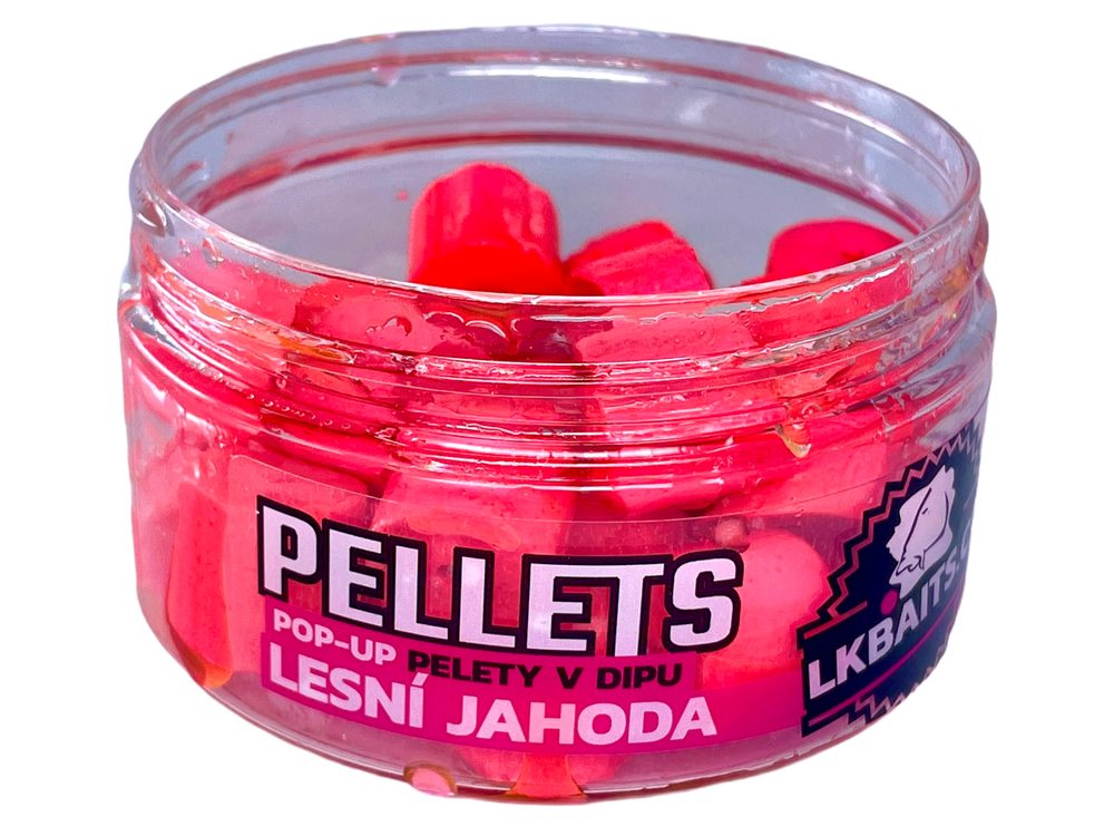 Fotografie LK Baits Pop-up Pelety v dipu Lesní Jahoda 40g - 12mm