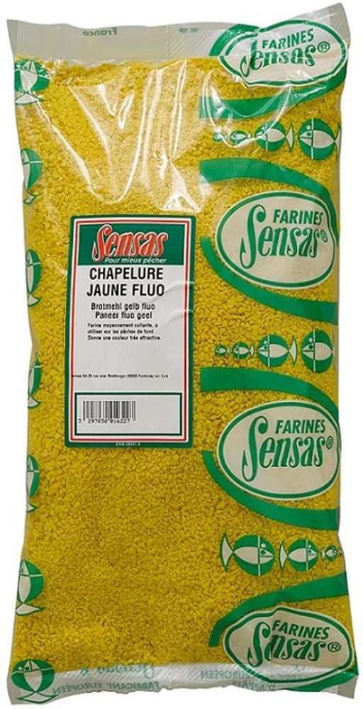 E-shop Sensas Přísada do krmení Chapelure Fluo Jaune (žlutá anglická vločka) 700g,Sensas Přísada do krmení Chapelure Fluo Jaune (žlutá anglická vločka) 700g
