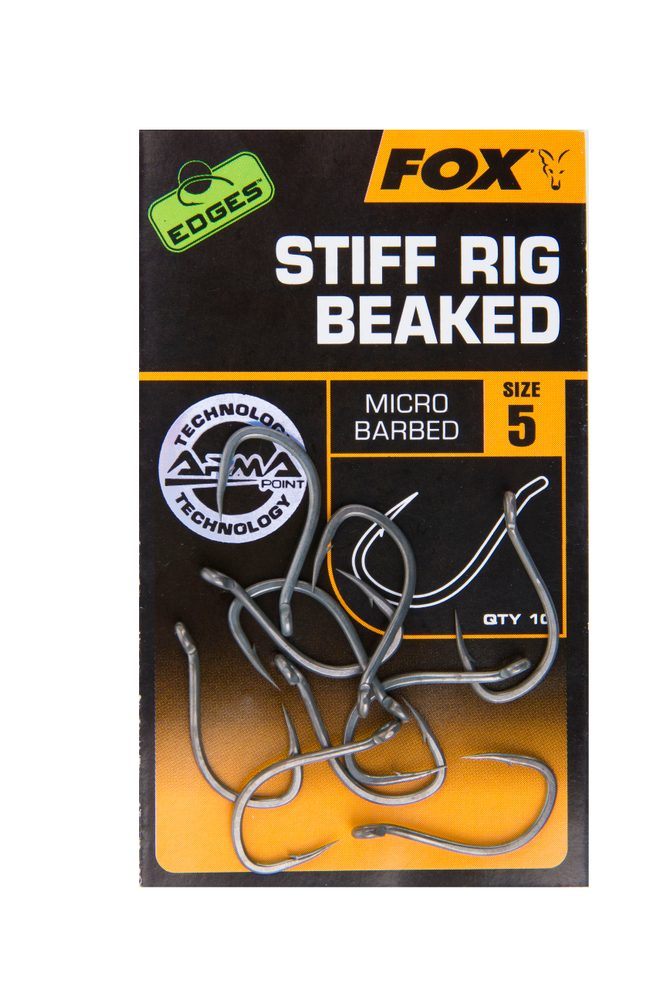 E-shop Fox Háčky EDGES Stiff Rig Beaked 10ks - vel. 8 (bez protihrotu)