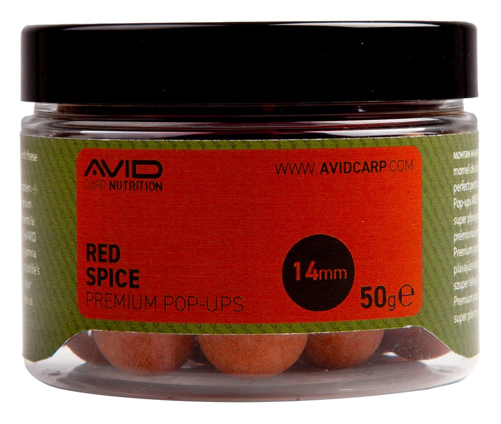 E-shop Avid Plovoucí boilie Premium Pop-Ups Red Spice Belachan 14mm 50g,Avid Plovoucí boilie Premium Pop-Ups Red Spice Belachan 14mm 50g