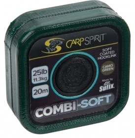 Fotografie Carp Spirit Šňůra Combi Soft Coated Braid Camo Green 20m - 25lb