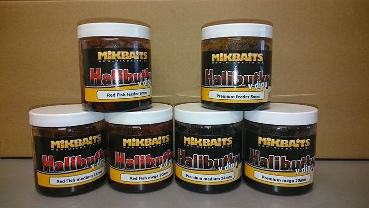 Mikbaits Halibutky v dipu 250ml - Česnek medium 14mm