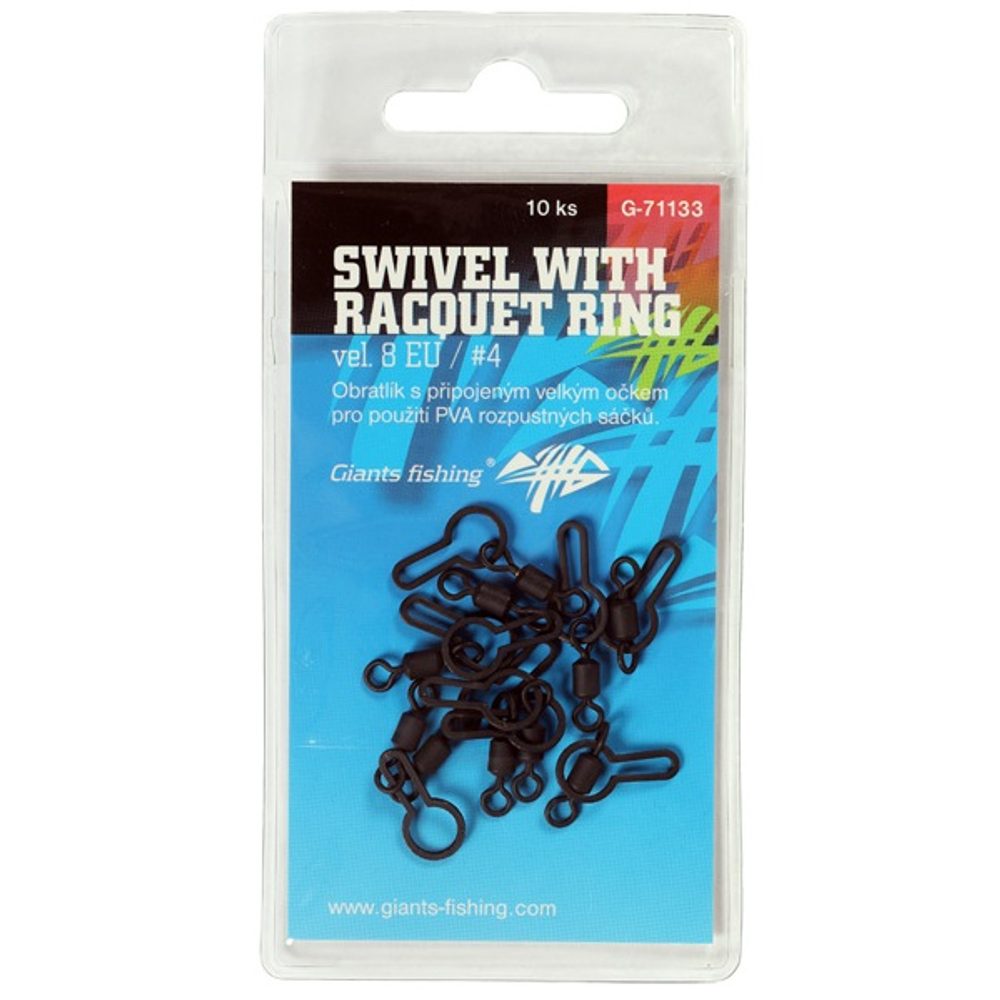E-shop Giants Fishing Obratlík Swivel with Racquet ring UK.4 (vel.8 EU) 10ks,Giants Fishing Obratlík Swivel with Racquet ring UK.4 (vel.8 EU) 10ks
