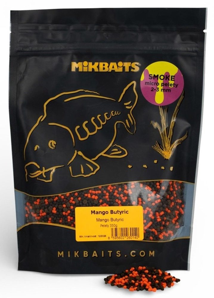 E-shop Mikbaits Smoke Micro pelety 2-3mm 350g - Mango Butyric,Mikbaits Smoke Micro pelety 2-3mm 350g - Mango Butyric