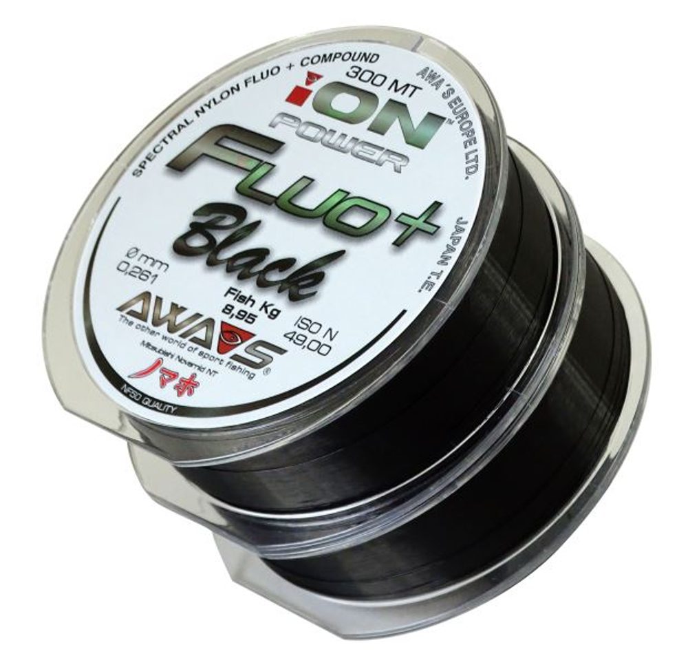 E-shop Awa-S Vlasec Ion Power Fluo+ Black 2x300m - 0,203mm,Awa-S Vlasec Ion Power Fluo+ Black 2x300m - 0,203mm