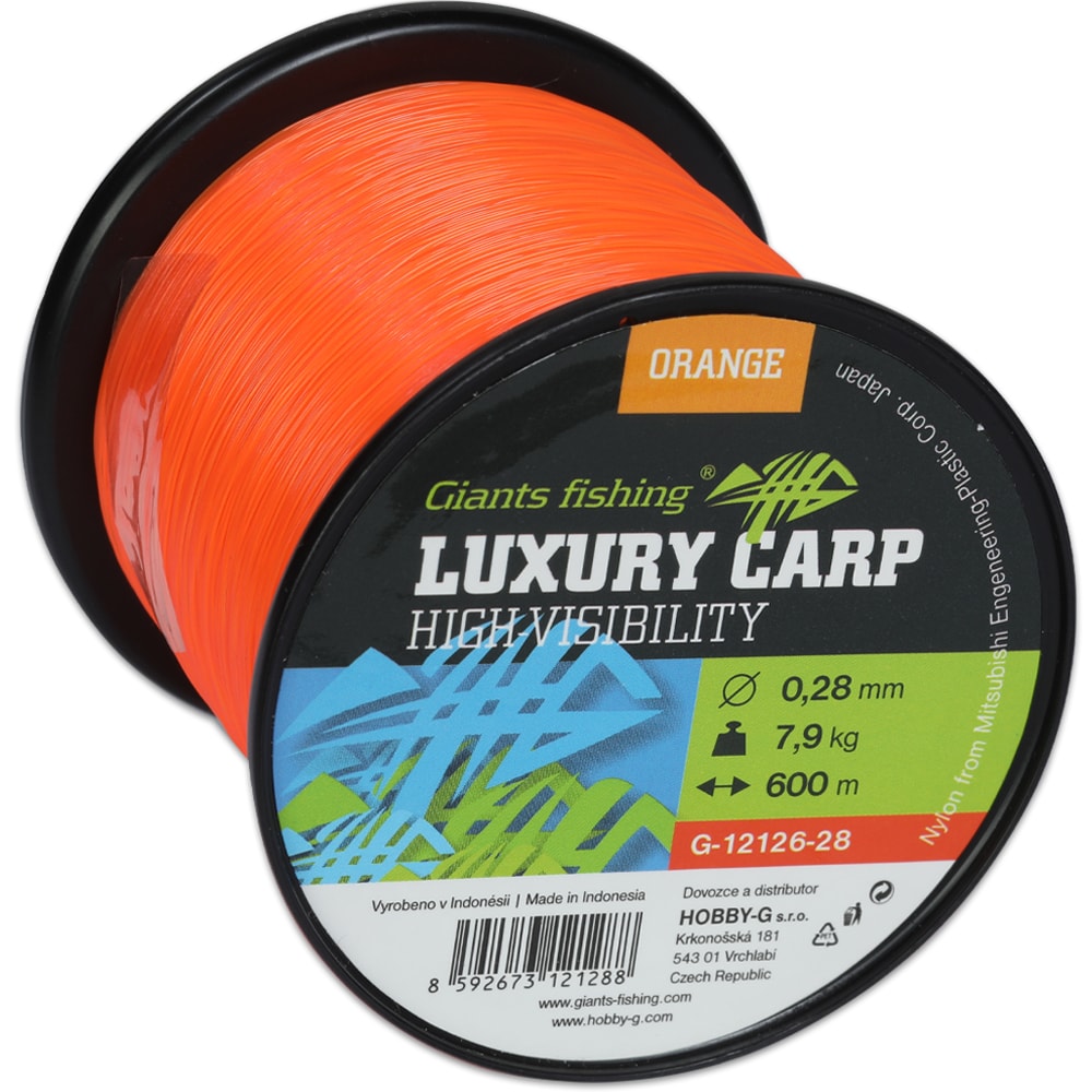 Fotografie Giants Fishing Vlasec Luxury Carp High-Visibility Orange - 0,26mm / 6,9kg / 600m