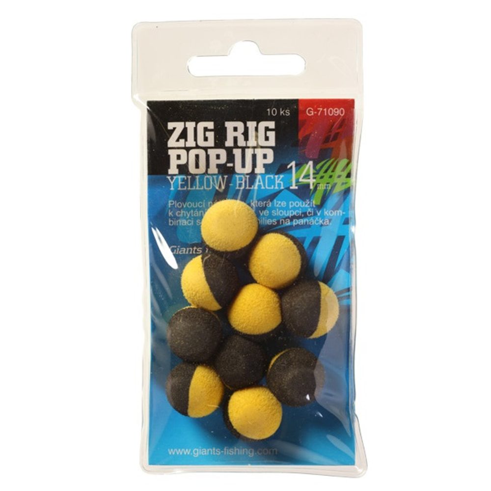 E-shop Giants Fishing Pěnové plovoucí boilie Zig Rig Pop-Up 14mm - yelow / black 10ks,Giants Fishing Pěnové plovoucí boilie Zig Rig Pop-Up 14mm - yelow / bla