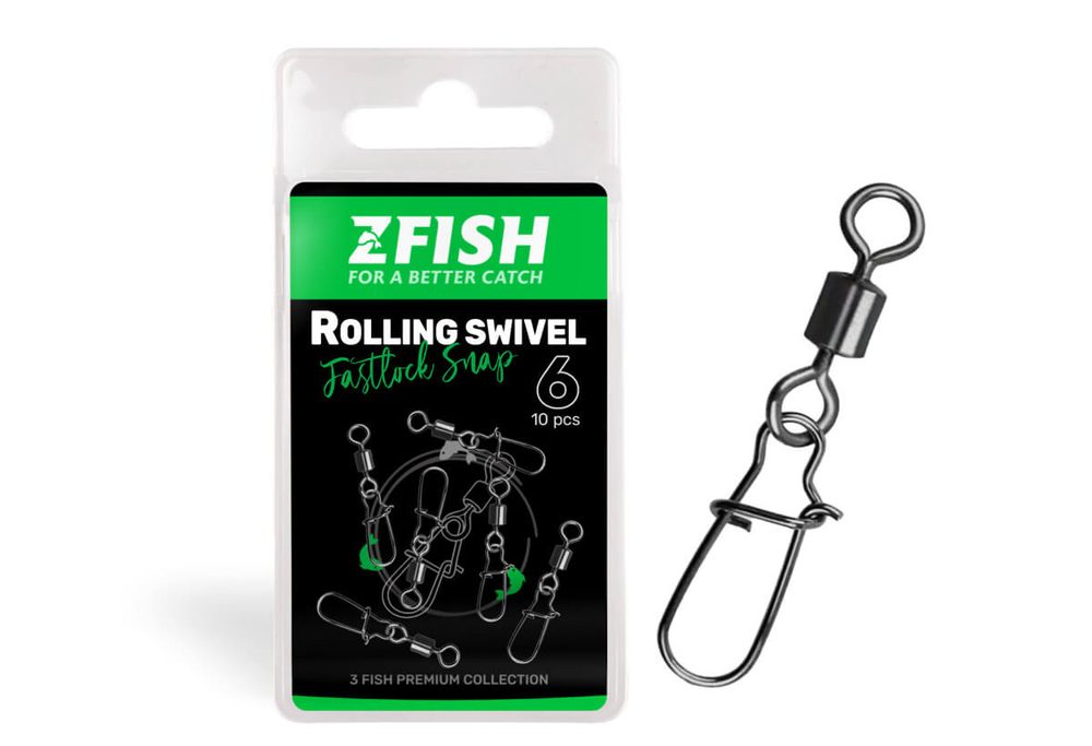 Zfish Obratlík s Karabinou Rolling Swivel & Fastlock Snap 10ks - 6/27Kg
