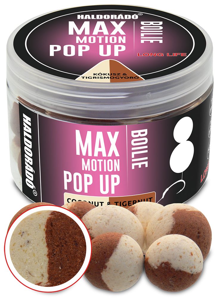 Haldorádó Pop-Up Boilies Max Motion 16+20mm 50g - Kokos/Tygří ořech
