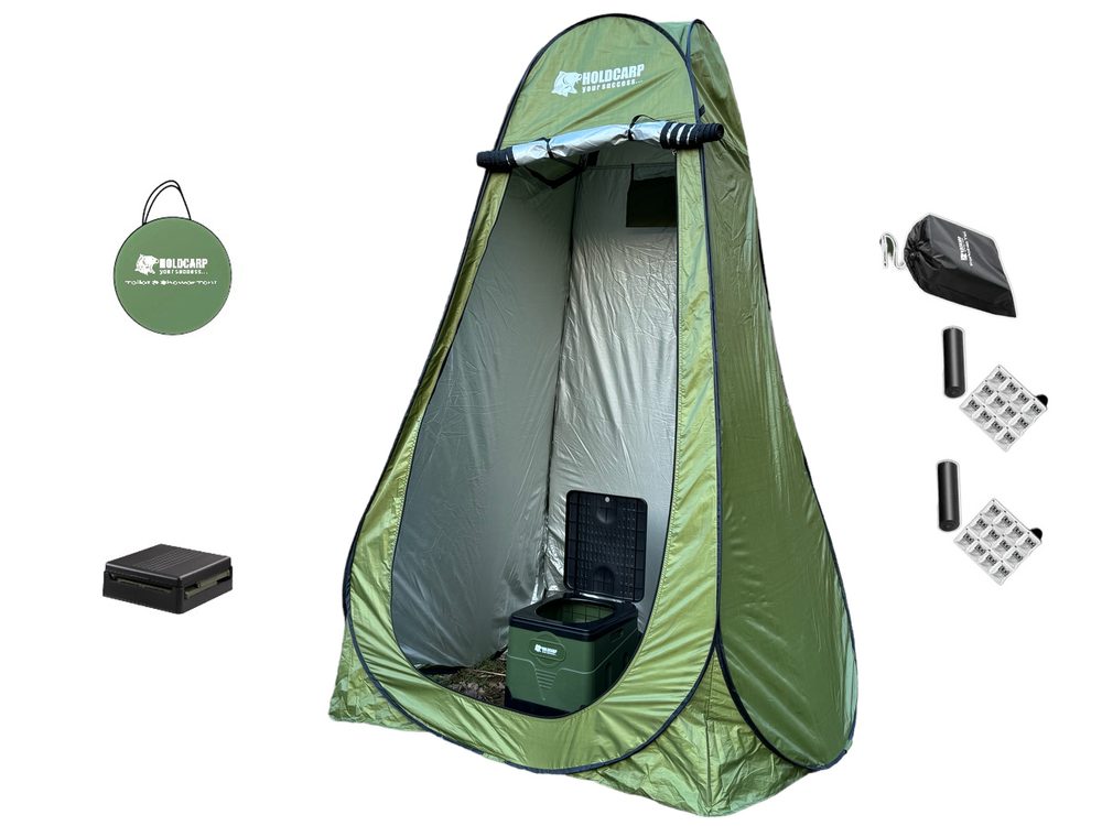 Holdcarp Set Skládací přenosná toaleta Portable Toi + Toilet & Shower Tent + Toilet Garbage Kit,Holdcarp Set Skládací přenosná toaleta Portable Toi + 