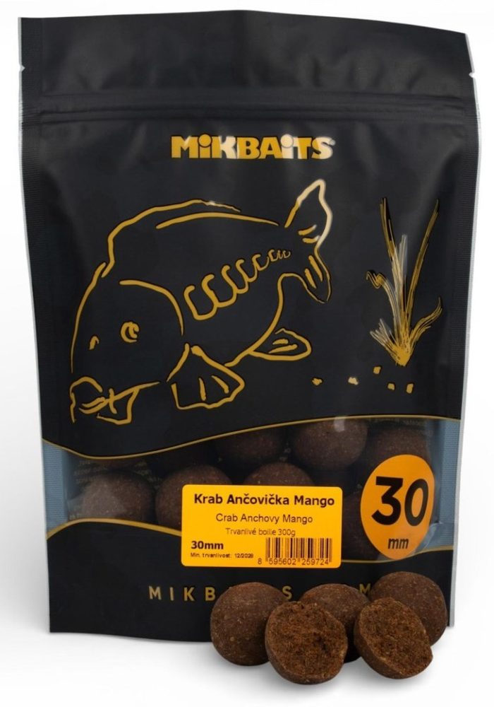 E-shop Mikbaits Boilies Fanatica Krab Ančovička Mango - 30mm 300g,Mikbaits Boilies Fanatica Krab Ančovička Mango - 30mm 300g