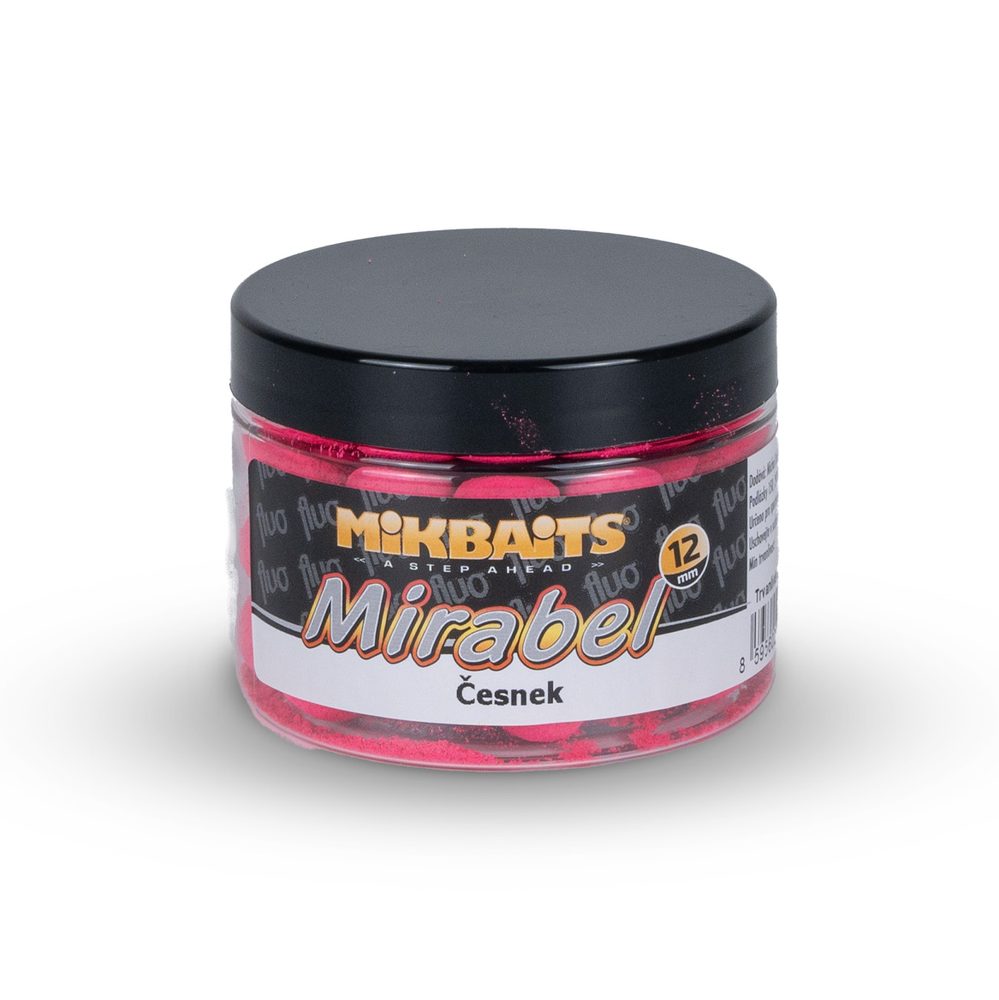 E-shop Mikbaits Boilie Mirabel Fluo 12mm 150ml - Česnek,Mikbaits Boilie Mirabel Fluo 12mm 150ml - Česnek