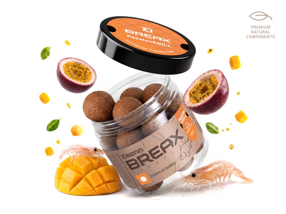 Delphin Vyvážené boilies BreaX/PassionKRILL Krill-Mango 100g,Delphin Vyvážené boilies BreaX/PassionK...