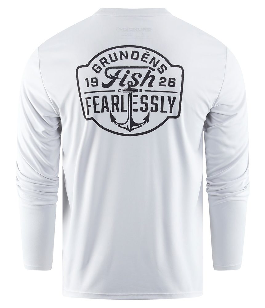 Grundéns UV Tričko Fish Fearlessly LS Tech Tee Grey Mist - M