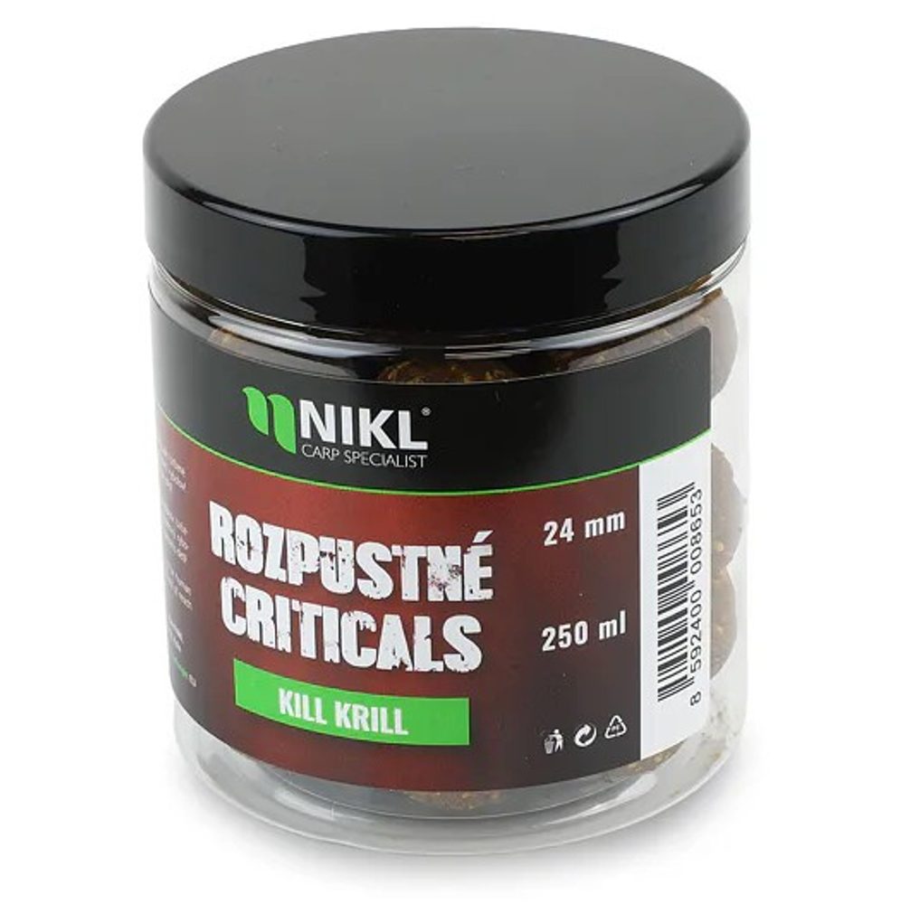 Nikl Rozpustné Criticals boilie Kill Krill 250ml - 24mm,Nikl Rozpustné Criticals boilie Kill Krill 250ml - 24mm