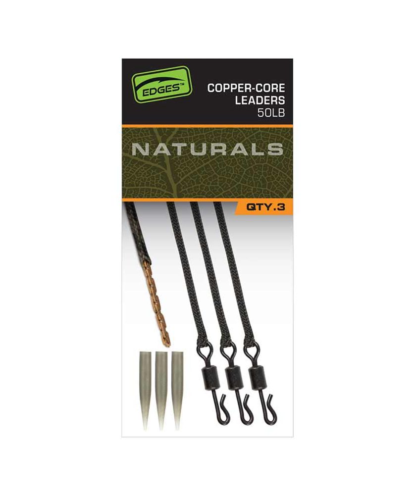 E-shop Fox Montáž Edges Naturals Copper-Core Leaders 3ks,Fox Montáž Edges Naturals Copper-Core Leaders 3ks