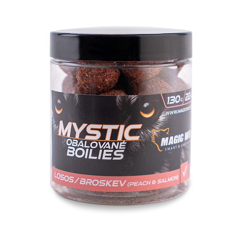E-shop Magic Wolf Boilies obalované Mystic 130g - Losos/ broskev 26mm,Magic Wolf Boilies obalované Mystic 130g - Losos/ broskev 26mm