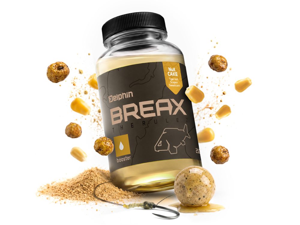 Delphin Booster BreaX/NutCAKE Tygří ořech-Scopex-Kukuřice 250ml