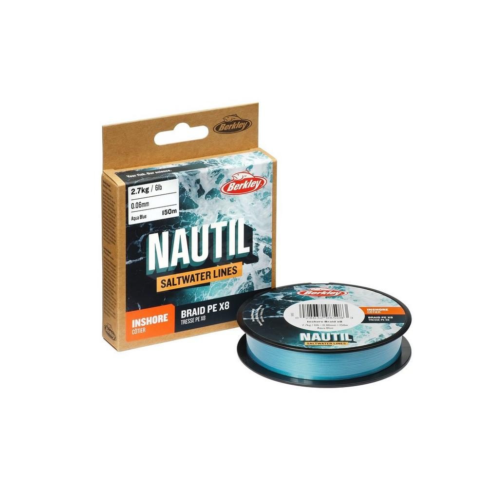 E-shop Berkley Šňůra Nautil Inshore Braidx8 Aqua Blue 150m - 0,10mm 4,1kg,Berkley Šňůra Nautil Inshore Braidx8 Aqua Blue 150m - 0,10mm 4,1kg