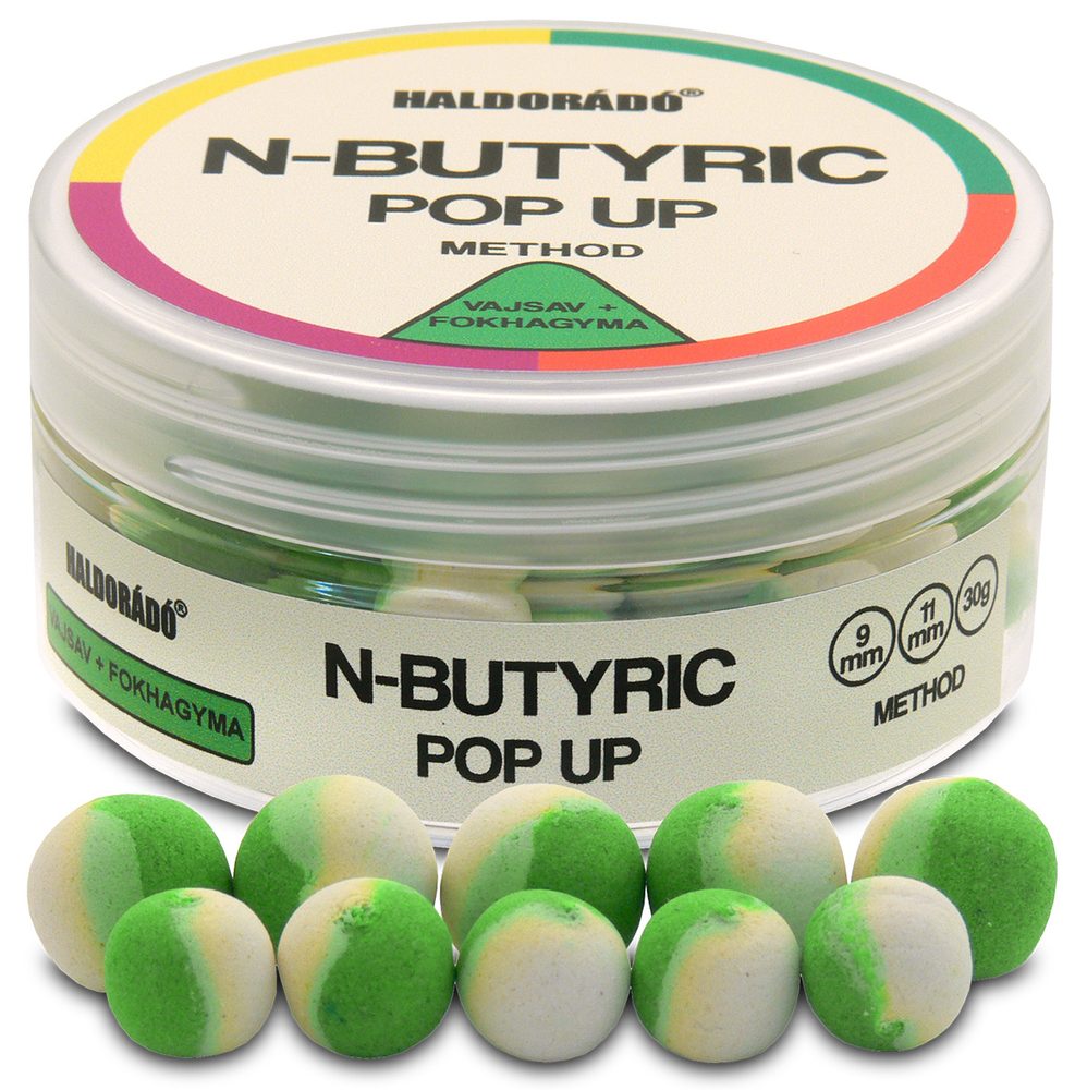E-shop Haldorádó N-Butyric Pop Up Method 9+11mm 30g - Kyselina máselná/Česnek,Haldorádó N-Butyric Pop Up Method 9+11mm 30g - Kyselina máselná/Česnek