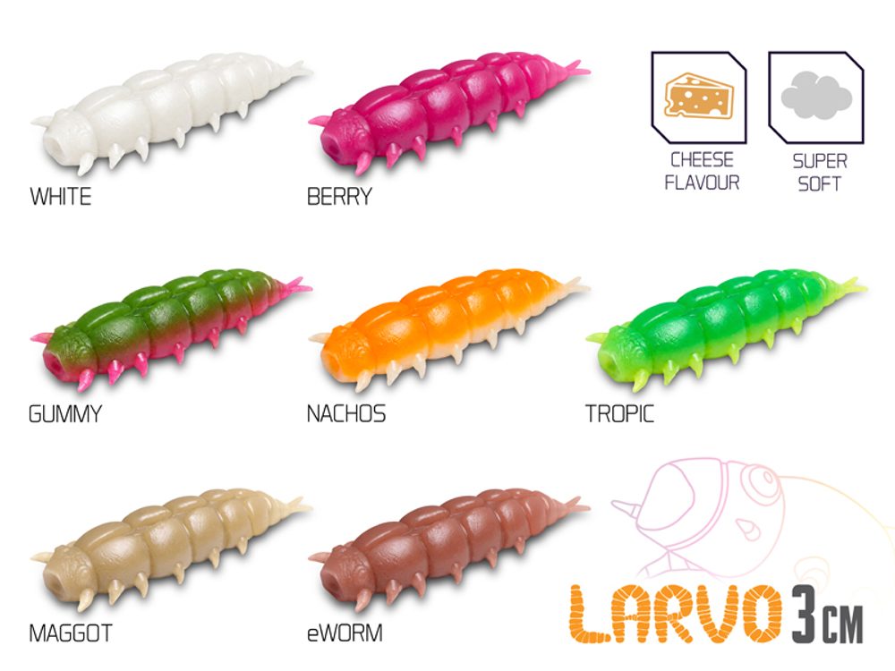Delphin Umělá nástraha Larvo Cheese 15ks - 3cm / GUMMY