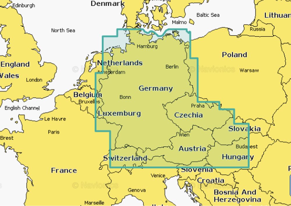 Navionics+ Mapy Německo, Česko, Rakousko, Balaton