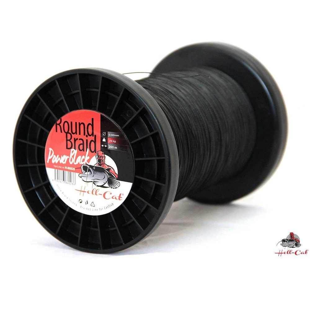 Hell-Cat Splétaná šňůra Round Braid Power Black 1000m - 0,80mm (100,0kg),Hell-Cat Splétaná šňůra Round Braid Power Black 1000m - 0,80mm (100,0kg)
