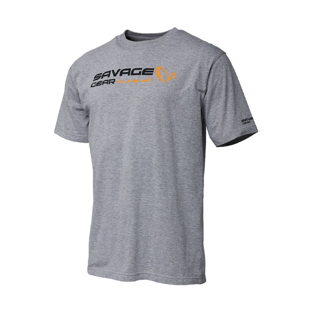 Savage Gear Triko Signature Logo T-shirt Grey Melange - XXL