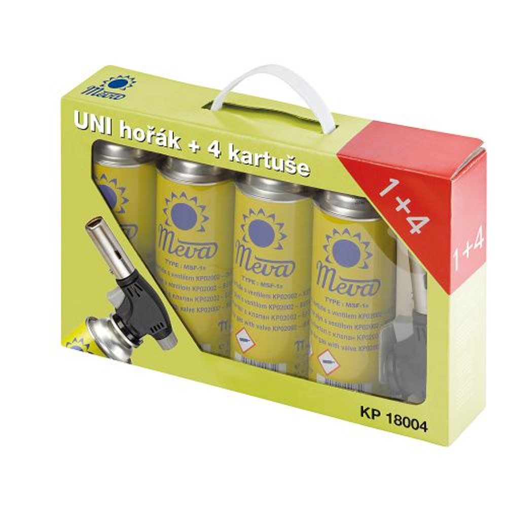 E-shop Meva Plynový UNI Hořák + 4 Kartuše,Meva Plynový UNI Hořák + 4 Kartuše