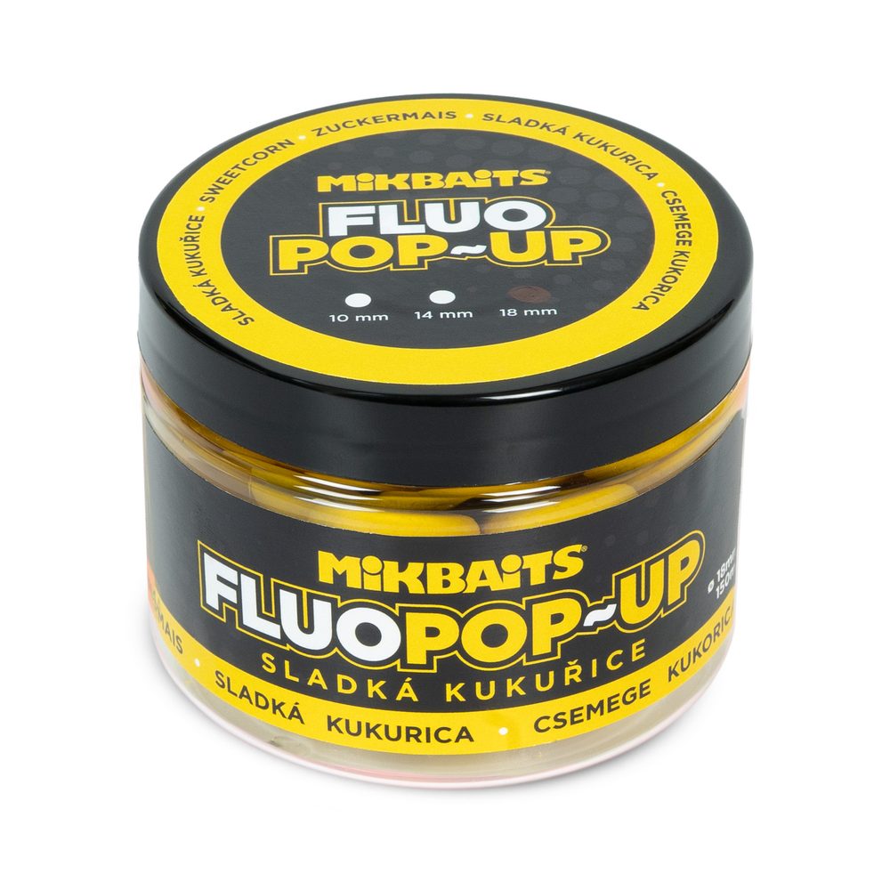 Fotografie Mikbaits Plovoucí fluo boilie 18mm 150ml - Sladká Kukuřice