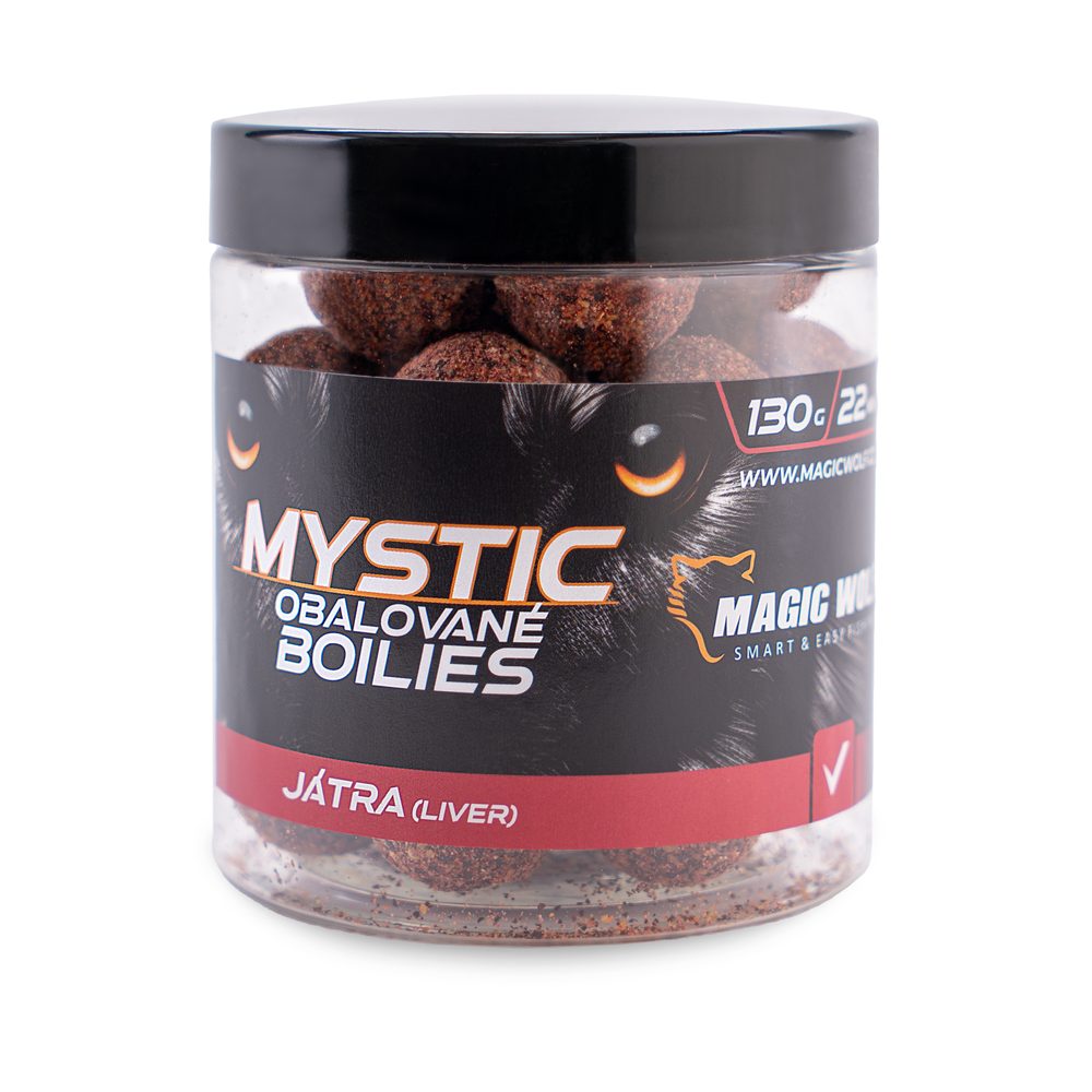 Magic Wolf Boilies obalované Mystic 130g - Játra 22mm
