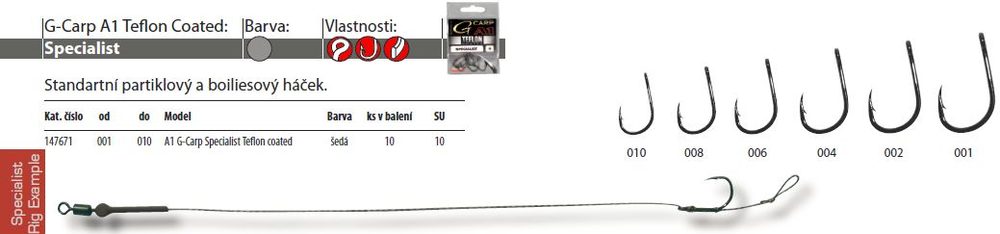 Gamakatsu Háčky A1 G-Carp Super Hook Teflon coated 10ks - vel. 4,Gamakatsu Háčky A1 G-Carp Super Hook Teflon coated 10ks - vel. 4
