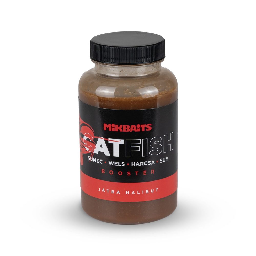 E-shop Mikbaits Booster Catfish sumec 250ml - Játra Halibut,Mikbaits Booster Catfish sumec 250ml - Játra Halibut