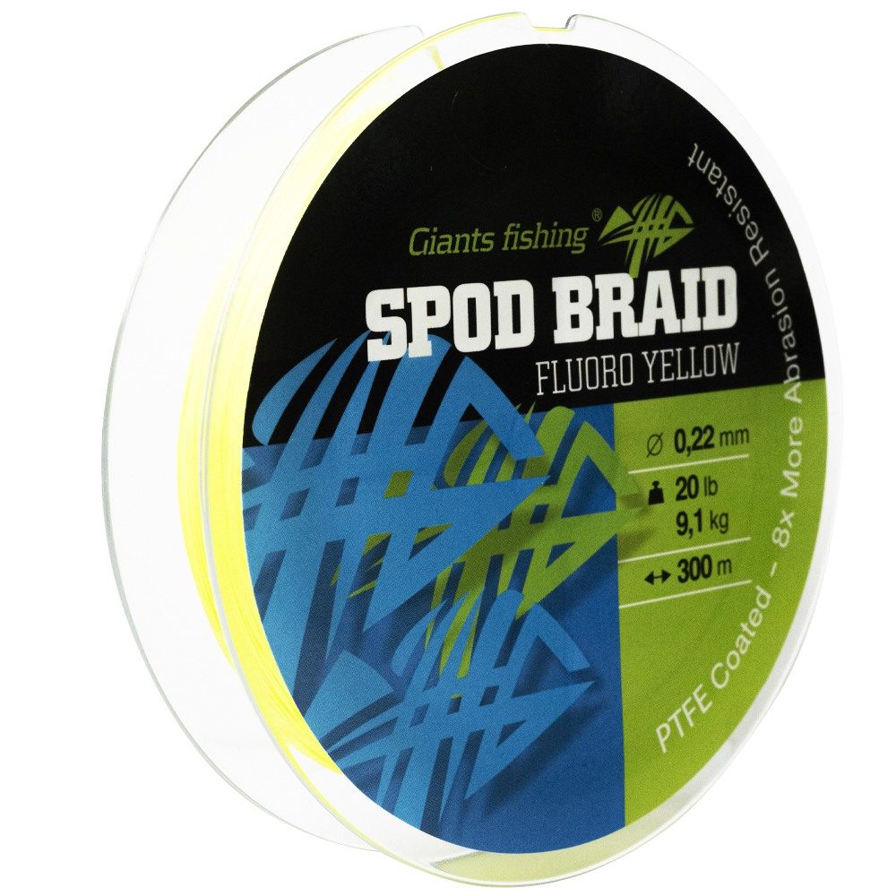 Fotografie Giants Fishing Splétaná šňůra Spods Braid Fluoro Yellow 300m - 0,28mm/30lb/13,6kg