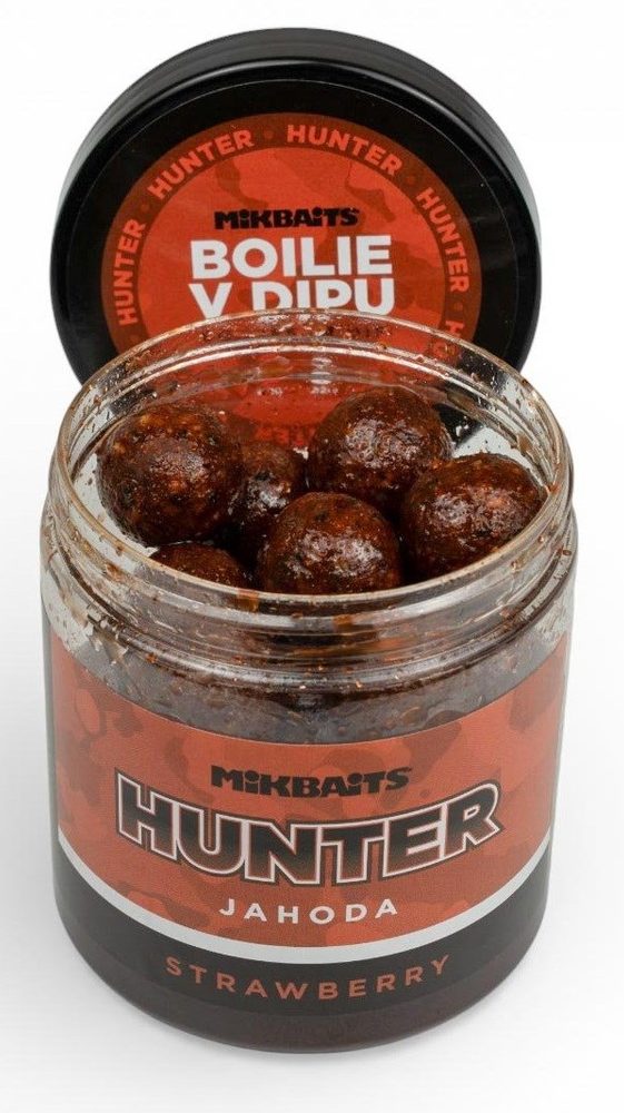 E-shop Mikbaits Boilie v dipu Hunter Jahoda 250ml - 20mm,Mikbaits Boilie v dipu Hunter Jahoda 250ml - 20mm