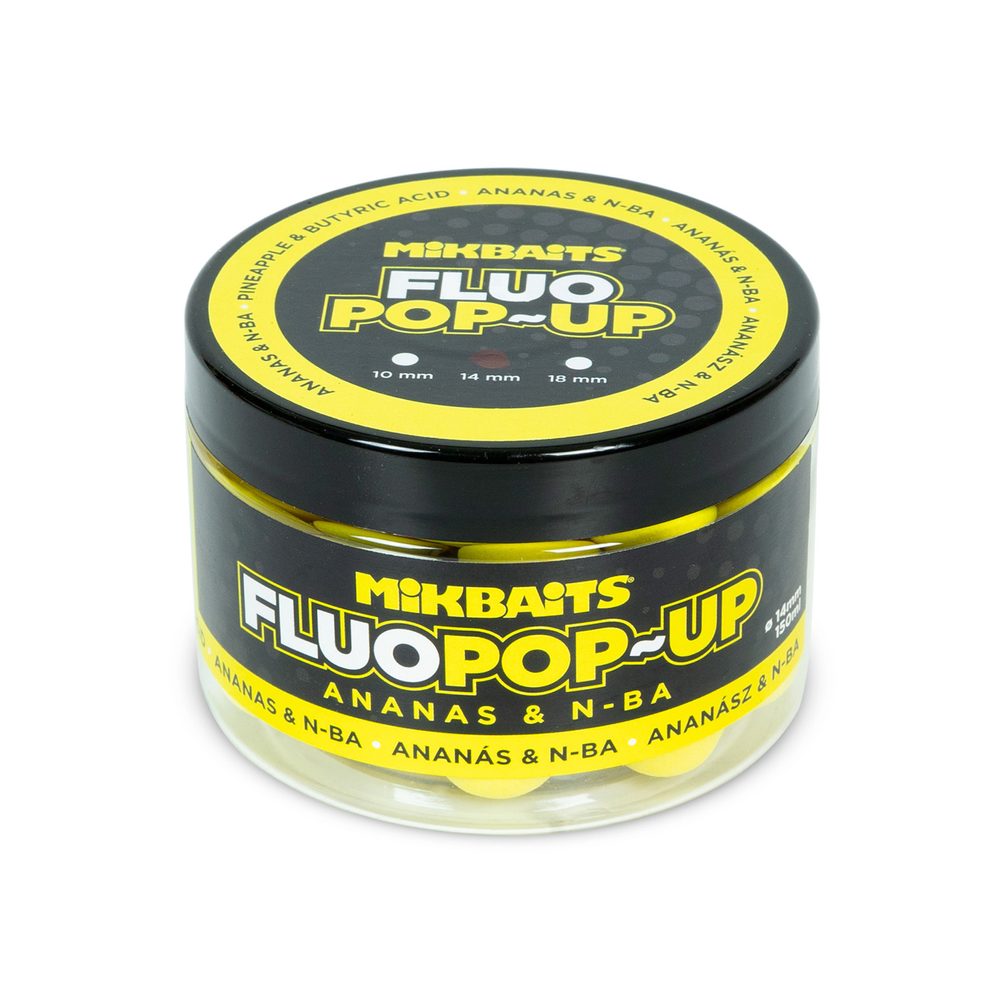 E-shop Mikbaits Plovoucí fluo boilie 14mm 150ml - Ananas,Mikbaits Plovoucí fluo boilie 14mm 150ml - Ananas