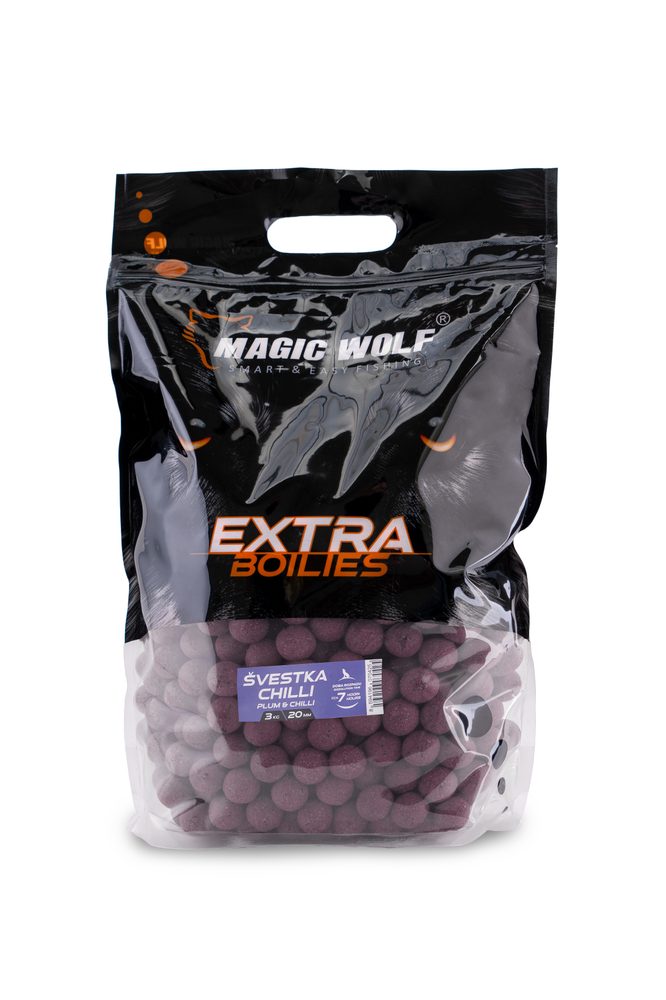 E-shop Magic Wolf Boilies Extra 20mm 3kg - Švestka / chilli,Magic Wolf Boilies Extra 20mm 3kg - Švestka / chilli
